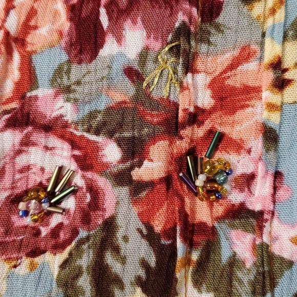 Aratta Silent Journey Floral Flower Blouse Button Down Shirt Velvet Collar Small - Picture 10 of 16